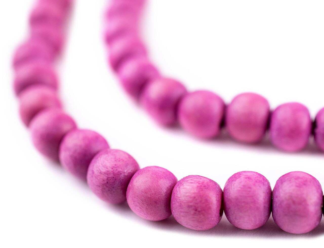 The Bead Chest Natural 6mm Wooden Beads in Magenta for Jewelry Making – Round Loose Wood Spacer Beads I Approximately 75 Beads